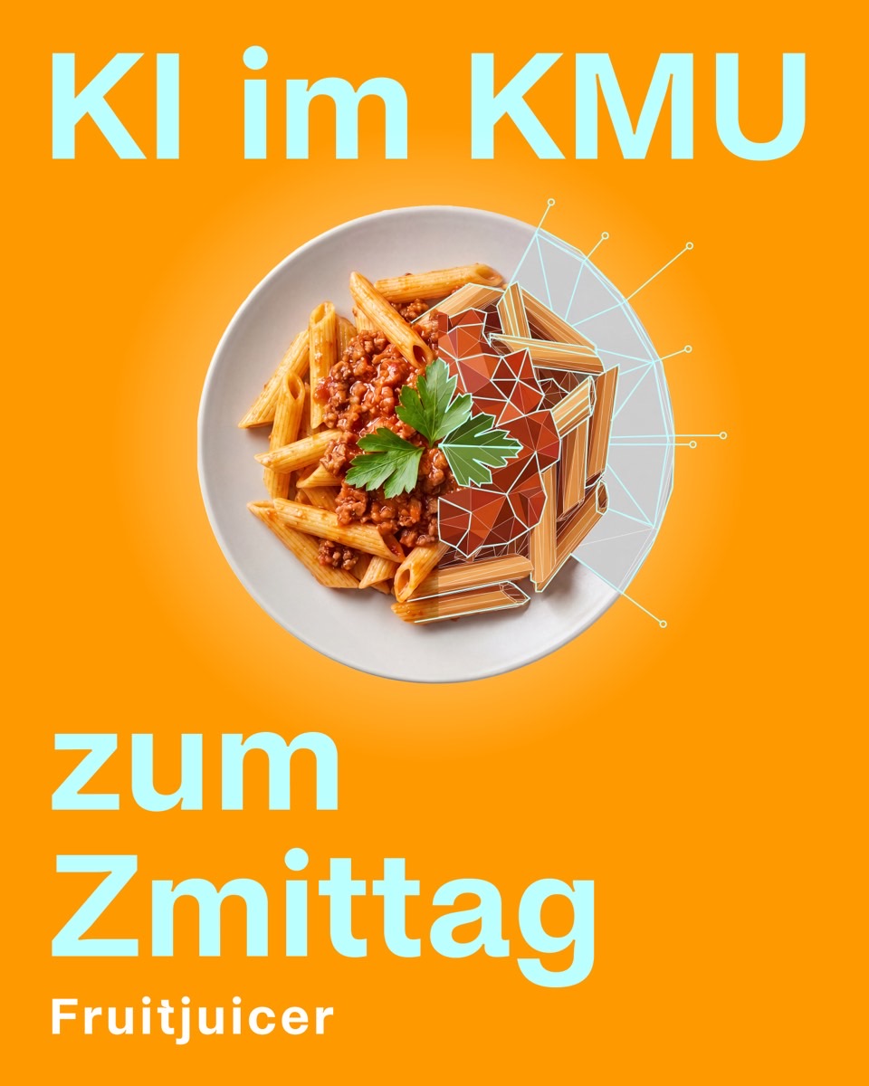 Sujet KI zum Zmittag, halb fotografiert, halb als 3D-Modell